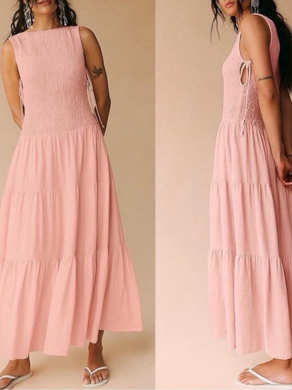 NWT - Free People- Free(est) - Sterling Smocked Side Maxi Dress - XS/Large-Rose
